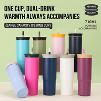 Gobelet isotherme droit en acier inoxydable double paroi de 24 oz avec paille, couleur macaron, isolation sous vide, sans BPA, écologique, cadeau d'affaires