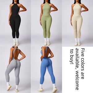 Tuta di un pezzo da <span class=keywords><strong>donna</strong></span> reggiseno Yoga senza maniche con pantaloni cavi che sollevano i pantaloni sportivi - Product Image 6