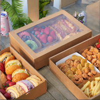 Caja desechable plegable autoarmable de cartón corrugado biodegradable con revestimiento de esponja a prueba de aceite para papas fritas, sushi y fideos para llevar