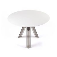 Table extensible ronde transparente en polycarbonate Ometto Design OM002B avec plateau blanc 90/120-Diamètre 105 cm