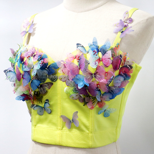 BL29 Cute Women Beach Party <strong>Corsets</strong> for Women Sexy Beauty Back Padded Bra 3D Butterfly Crystal Decor Bustier <strong>Tops</strong> - Product Image 3
