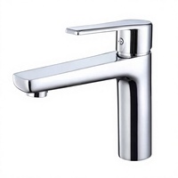 Robinet de lavabo monocommande en laiton chromé au design moderne, mélangeur eau chaude et froide pour salle de bain