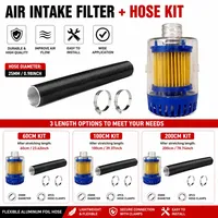 Filtre d'admission d'air de 25 mm avec kit de tuyau en aluminium - 3 options de longueur (60/100/200 cm) et colliers de serrage inclus pour un flux d'air efficace