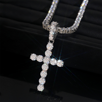 Pendentif Croix en Moissanite en Acier Inoxydable 316 Prêt à Porter, Bijoux Hip-Hop, Pendentif Serti de Pierres, Argent Sterling 925