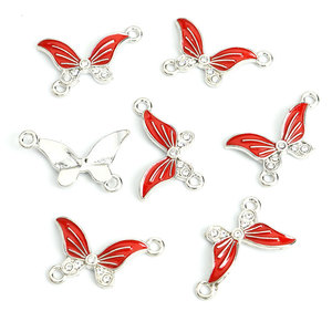 Conector de mariposa esmaltado con joyas, eslabón de aleación de zinc de doble bucle para pulseras de fiesta en el jardín - Product Image 6
