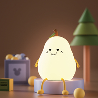 Lampe de table LED en forme de poire, lampe de chevet en silicone sans fil, lampes LED décoratives adorables, veilleuses colorées pour chambre à coucher