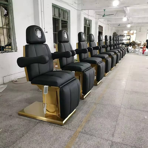 New Design Luxury Black Leather Gold Base Salon Massage <b>Table</b> 3 Motor <b>Electric</b> Facial Spa Bed - Product Image 4