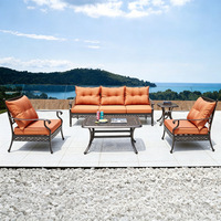 Ensemble de jardin de luxe DL en alliage d'aluminium de haute qualité, design moderne et minimaliste, pour 6 personnes, tables et chaises d'intérieur/extérieur