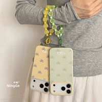 Coque de téléphone tendance à pois et nœud papillon pour iPhone 18 17 16 15 14 Pro Max avec cordon perlé, coque arrière antichoc, vente en gros