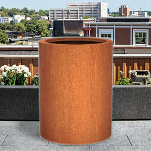 Jardinière ronde <span class=keywords><strong>en</strong></span> acier corten avec trous de drainage pour l'extérieur, grands pots de fleurs pour terrasse et cour - Product Image 5
