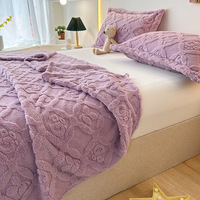 Couverture d'Hiver Épaisse en Flanelle Jacquard Trèfle Polaire Corail à Motif Imprimé, Idéal Cadeau pour le Commerce International