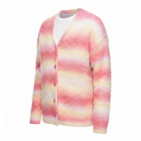 Pull en mohair tricoté pour homme, cardigan respirant à rayures, personnalisable avec logo sur le dos et le col, idéal pour l'hiver