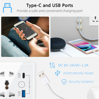 Prise Murale Universelle USB Verre Trempé Wi-Fi Type A+C, Fiche Électrique UK 13A Multi-Ports Smart Life, 240V, Avec Interrupteur