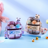 BORGE Bouteille d'eau en plastique personnalisée de 500 ml avec double paille, motif dessin animé, mignonne, pour enfants, avec support et cordon