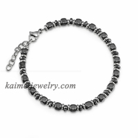 Bracelet en pierre hématite bleue pour hommes, perles d'espacement, taille personnalisée, offre spéciale,