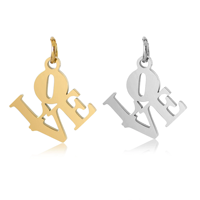 Vente directe transfrontalière d'usine de pendentifs bijoux en acier inoxydable en forme de lettre d'amour, pendentif lettre ajouré DIY