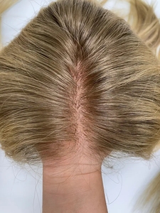 Toppers de Nudos Individuales para <span class=keywords><strong>Mujer</strong></span>, Postizos Rubios, Prótesis Capilar de Encaje HD Invisible, Toupées de Cabello Humano Virgen Remy con Cutícula Alineada - Product Image 6