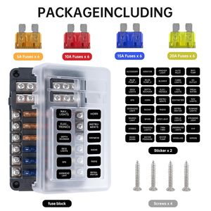 Boîtier de distribution d'alimentation robuste à 12 circuits étanche avec bus négatif sans indicateur LED pour voiture, bateau, camping-car, fourgonnette - Product Image 3
