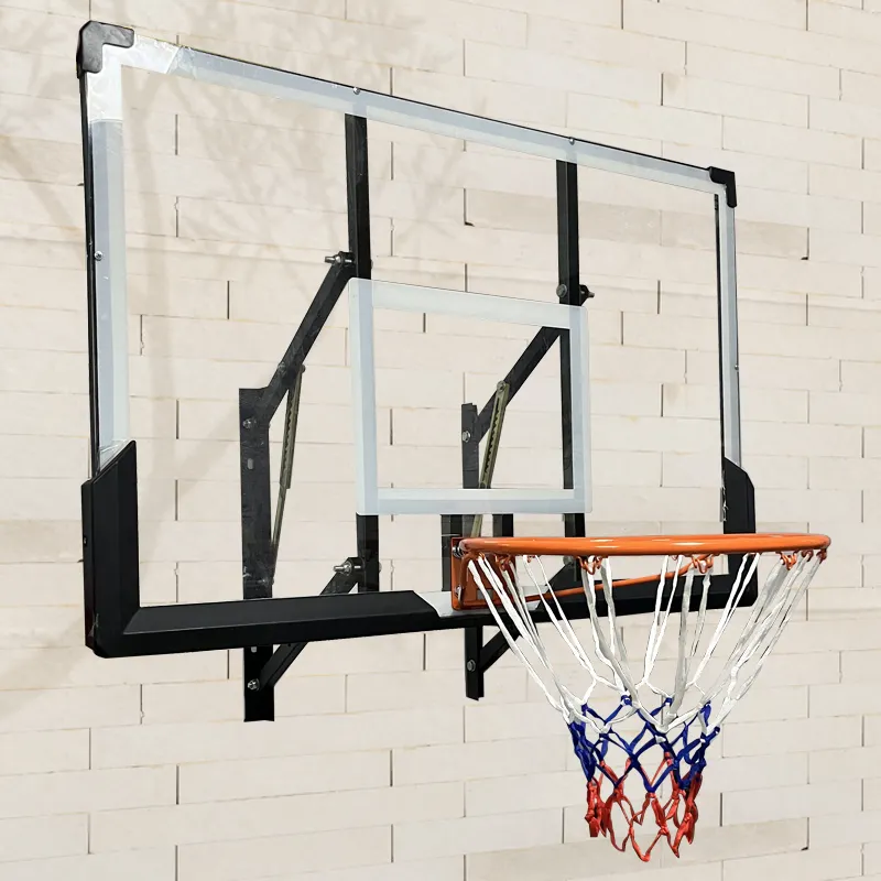 معدات كرة السلة بالجملة، حامل رفع يدوي للعب كرة السلة يتم دفعه ويعدل ارتفاعه ويُركب على الحائط