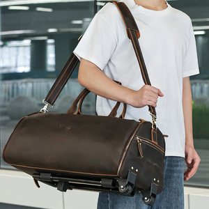 Borsa <span class=keywords><strong>da</strong></span> <span class=keywords><strong>Viaggio</strong></span> in Vera Pelle Personalizzata 2 in 1 con Ruote, Borsa Porta Abiti <span class=keywords><strong>da</strong></span> Uomo con Scomparto per Scarpe, <span class=keywords><strong>Borsone</strong></span> <span class=keywords><strong>da</strong></span> Weekend in Pelle - Product Image 3