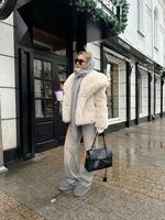 Vêtements chauds russes, veste en fausse fourrure, col large, style féminin, manteau avec bordure en fourrure de renard