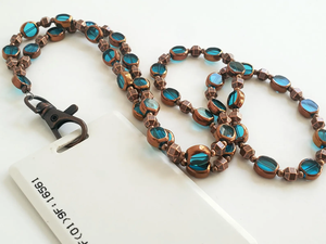 Custom Lanyard Phone <b>Chain</b> Gorgeous Handmade Blue Eyeglass <b>Chain</b> OR Badge Holder Handmade Beaded Lanyard for Work ID or <b>Keys</b> - Product Image 3