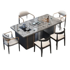 Juego de mesa de té de lujo ligero con superficie de piedra y almacenamiento para sala de estar u oficina - Product Image 5