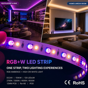 <span class=keywords><strong>Ruban</strong></span> <span class=keywords><strong>LED</strong></span> blanc à changement de couleur 120 <span class=keywords><strong>LED</strong></span>/m 12mm PCB IP20 Intérieur Dimmable Coupable toutes les 10cm 2700K 3000K 4000K 6000K pour éclairage de meuble - Product Image 5