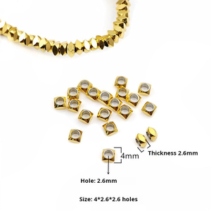 18K PVD Gold Stainless Steel <b>Spacer</b> Beads for DIY Jewelry | Oval Square Round Shapes Large Hole Metal Beads for Bracelet Making - Product Image 3