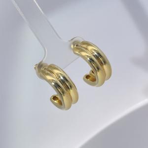 ต่างหูห่วงทองเหลืองชุบทองสองชั้น ดีไซน์เรขาคณิต คลาสสิก วินเทจ เรียบง่าย ยูนิเซ็กซ์ จาก Tianyu Gems - Product Image 1
