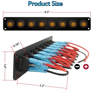 8 gang xe ánh sáng Rocker chuyển đổi bảng điều chỉnh 12V 20A, biển không thấm nước 3 pin SPST Heavy Duty chuyển đổi chuyển đổi ON/OFF cho thuyền RV ATV UTV - Product Image 2