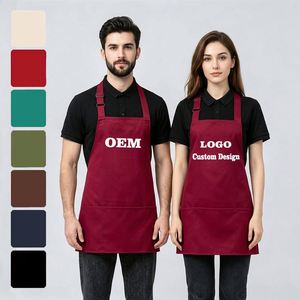 Tablier de cuisine personnalisé avec logo imprimé, multicolore, sans manches, décontracté, imperméable, en polyester/coton, résistant à l'huile - Product Image 1