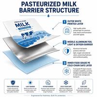 Pochette personnalisée pour lait frais avec bec verseur, sachet stand-up en aluminium, emballage laitier pasteurisé 200ml 500ml 1L
