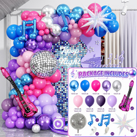Guirlande de ballons sur le thème de la musique disco avec ballon en feuille d'aluminium étoile irisée pour la décoration murale de fête