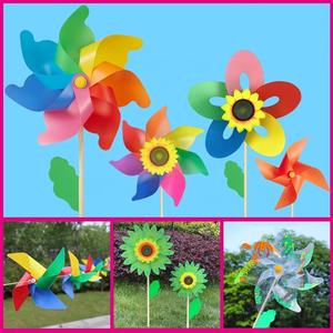 <span class=keywords><strong>Moulin</strong></span> <span class=keywords><strong>à</strong></span> <span class=keywords><strong>vent</strong></span> décoratif de <span class=keywords><strong>jardin</strong></span> en plastique <span class=keywords><strong>à</strong></span> pétales colorés de haute qualité, avec poteau en bois, pour décoration extérieure - Vente en gros HY Factory - Product Image 4
