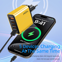 Cargador Rápido Original de 140W con Enchufe EU/US/UK, 5 Puertos, Cargador Rápido para Teléfono Móvil, Adaptador de Corriente USB Tipo C de 140W