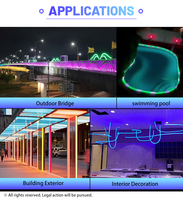Bande LED néon flexible en silicone étanche IP67 pour éclairage extérieur de bâtiments et hôtels, RGB personnalisable, contrôle DMX512, garantie 10 ans