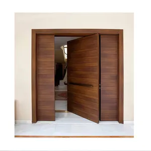 Pintu pivot kayu depan gaya Amerika Modern, pintu masuk utama pintu kayu eksterior modern pintu Pivot utama