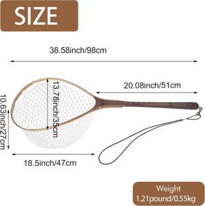 Red de Pesca Tradicional para <span class=keywords><strong>Trucha</strong></span> 03G-A14 con Mango Largo de Madera, Bolsa de Red de PVC y Goma (B05) - Product Image 2