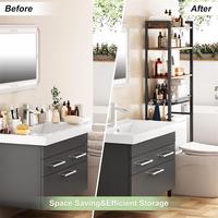 Étagère de rangement pour toilettes, 4 niveaux réglables, organisateur de salle de bain autoportant avec porte-papier, gain de place au-dessus des toilettes