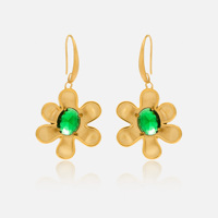 Nouvelles boucles d'oreilles pendantes Dazan 2027, plaqué or 18 carats, en acier inoxydable hypoallergénique, motif tournesol vert vintage avec zircon, collection hiver.