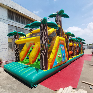 Pista de obstáculos inflable para niños, castillo inflable con tobogán, combo tropical, pista de obstáculos inflable con tobogán acuático - Product Image 4