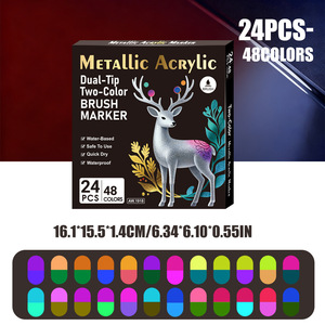 Marcadores Acrílicos de Doble Punta y Doble Color para Material Escolar, Rotuladores de Punta Fina para Papelería - Product Image 1