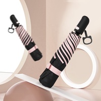 Parapluie ShineRain de haute qualité, entièrement automatique, en alliage d'aluminium, mignon, mini, portable, pliable en 3 sections, taille de poche, diamètre ouvert 97 cm, 6 baleines