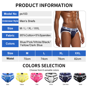 Toptan Özel Logolu Pamuklu/spandeks Erkek İç Çamaşırı Nefes Alabilen Rahat Mavi Külotlar Seksi Orta Bel Erkek Bikini İç Çamaşırı - Product Image 3