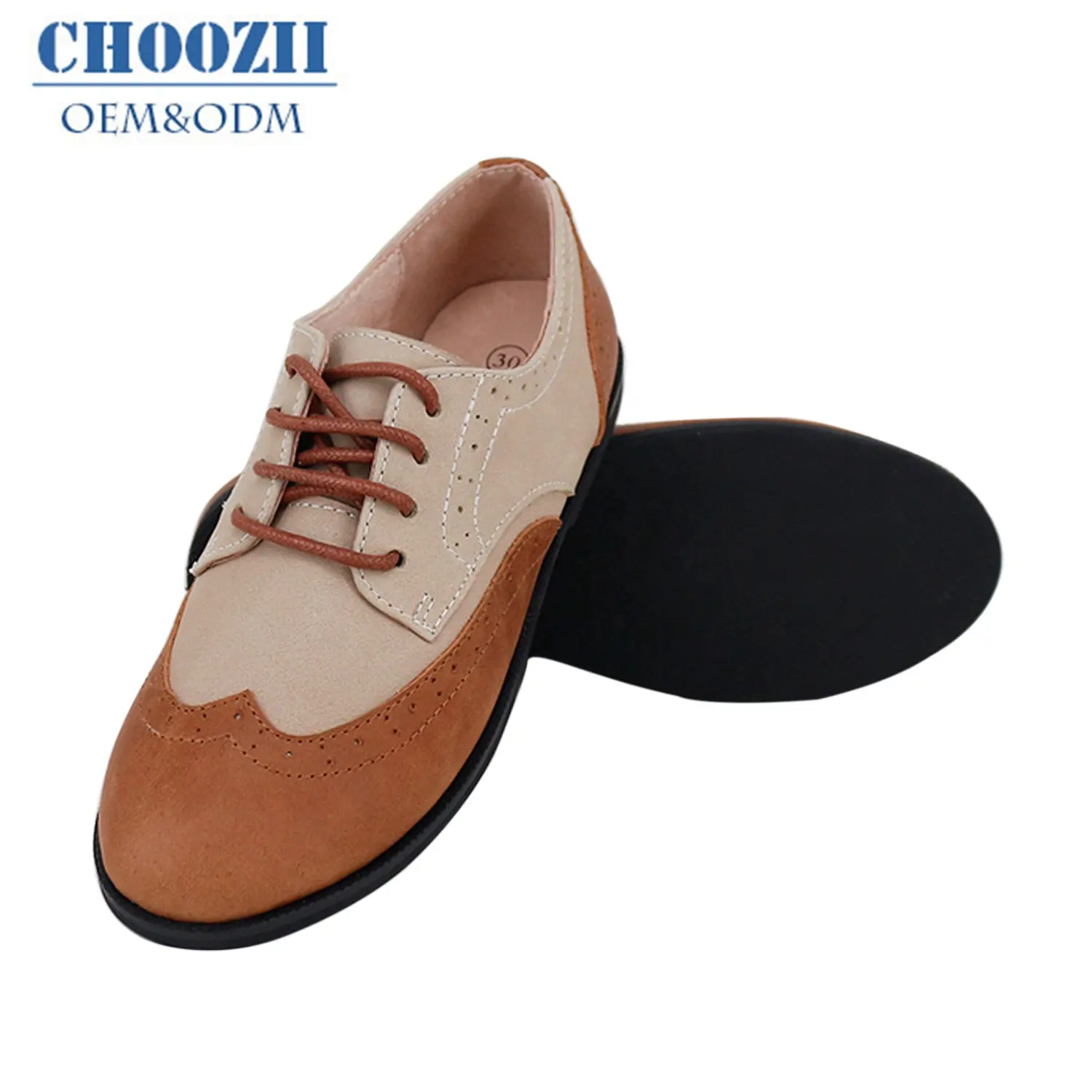 Choozii-zapatos planos de cuero con cera para niños, calzado informal personalizado de nuevo diseño