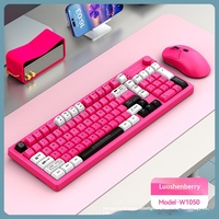 Clavier et souris sans fil 2,4 G rétroéclairés par LED W1050, interface USB, touches colorées 3-en-1, ensemble de bureau pour ordinateur portable et PC de bureau