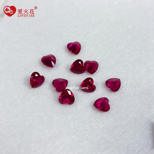 أحجار الياقوت في المخزون بسعر الجملة 3A قطع قلب الياقوت الاصطناعية 5 # أحمر - Product Image 3