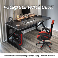 Bureau d'ordinateur mural pliable en bois massif robuste avec rangement multi-niveaux pour espace de travail à domicile