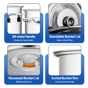Fornitura Diretta dalla Fabbrica Supporta OEM/ODM Secchio per Zuppa in Acciaio Inox 201/304 Grande Capacità con Doppi Manici e Coperchio - Product Image 4